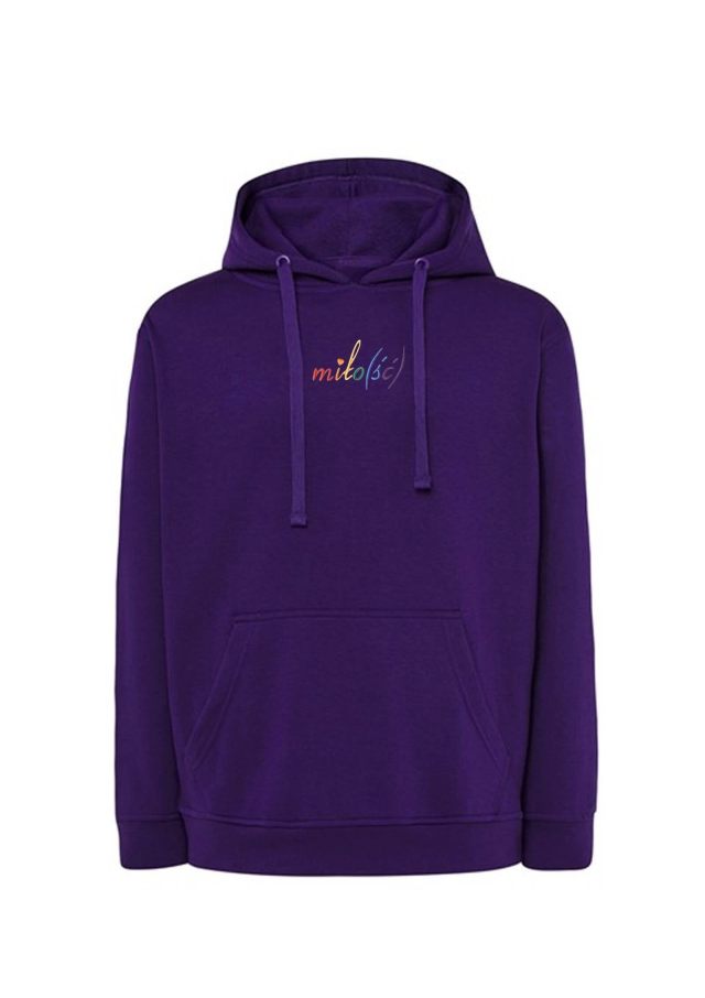 NOWOŚĆ! Original hoodie fioletowa z tęczowym haftem Miło(ść)