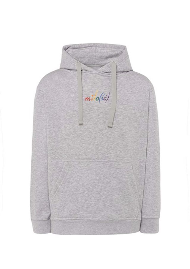 NOWOŚĆ! Original hoodie szara z tęczowym haftem Miło(ść)