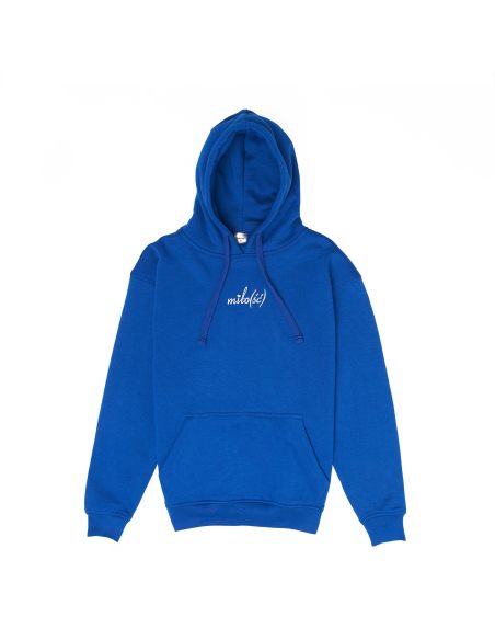 Original hoodie kobaltowa z białym haftem Miło(ść)