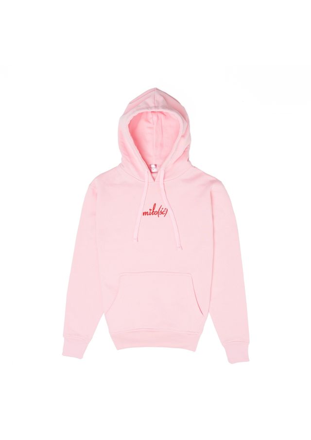 Original hoodie różowa z czerwonym haftem Miło(ść)
