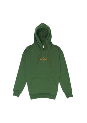 Original hoodie butelkowa zieleń z pomarańczowym haftem Miło(ść) 2