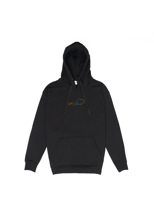 Nowość! Czarna hoodie z nowym logo tęczowym Miło(ść)