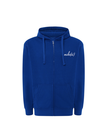 Original Zipped Hoodie kobaltowa z białym haftem
