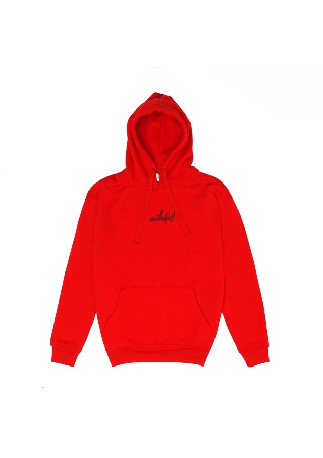 Original hoodie czerwona z czarnym haftem Miło(ść)