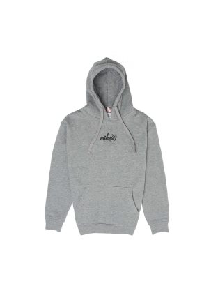 Original hoodie szara z czarnym haftem Miło(ść) 2