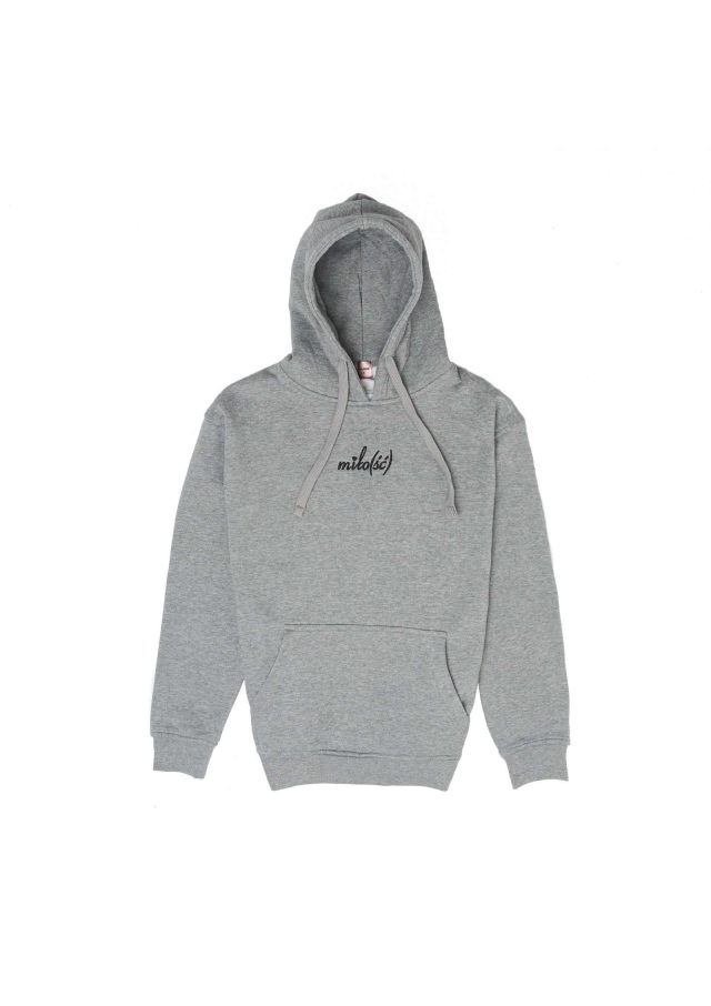 Original hoodie szara z czarnym haftem Miło(ść)