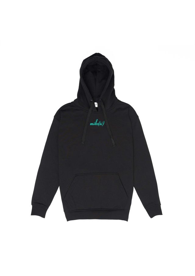 Original hoodie czarna z miętowym haftem miło(ść)