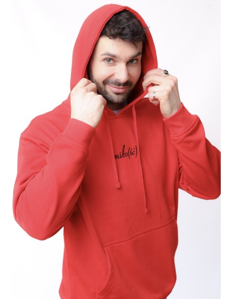 Original hoodie czerwona z czarnym haftem Miło(ść)
