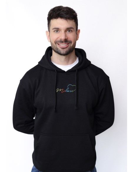 Nowość! Czarna hoodie z nowym logo tęczowym Miło(ść)