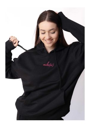 Original hoodie czarna z różowym haftem Miło(ść)