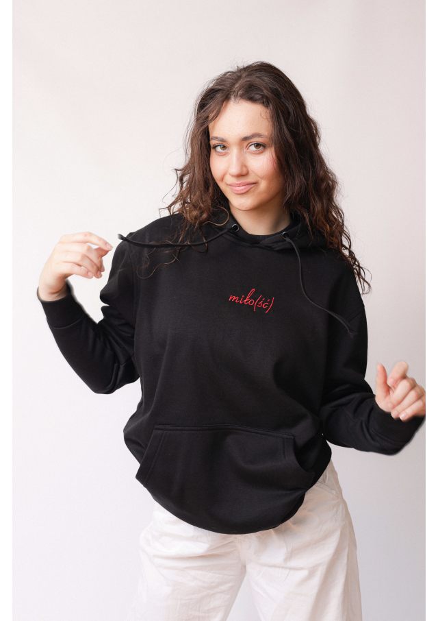 Original hoodie czarna z czerwonym haftem