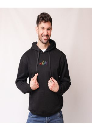 Original hoodie czarna z tęczowym haftem Miło(ść)